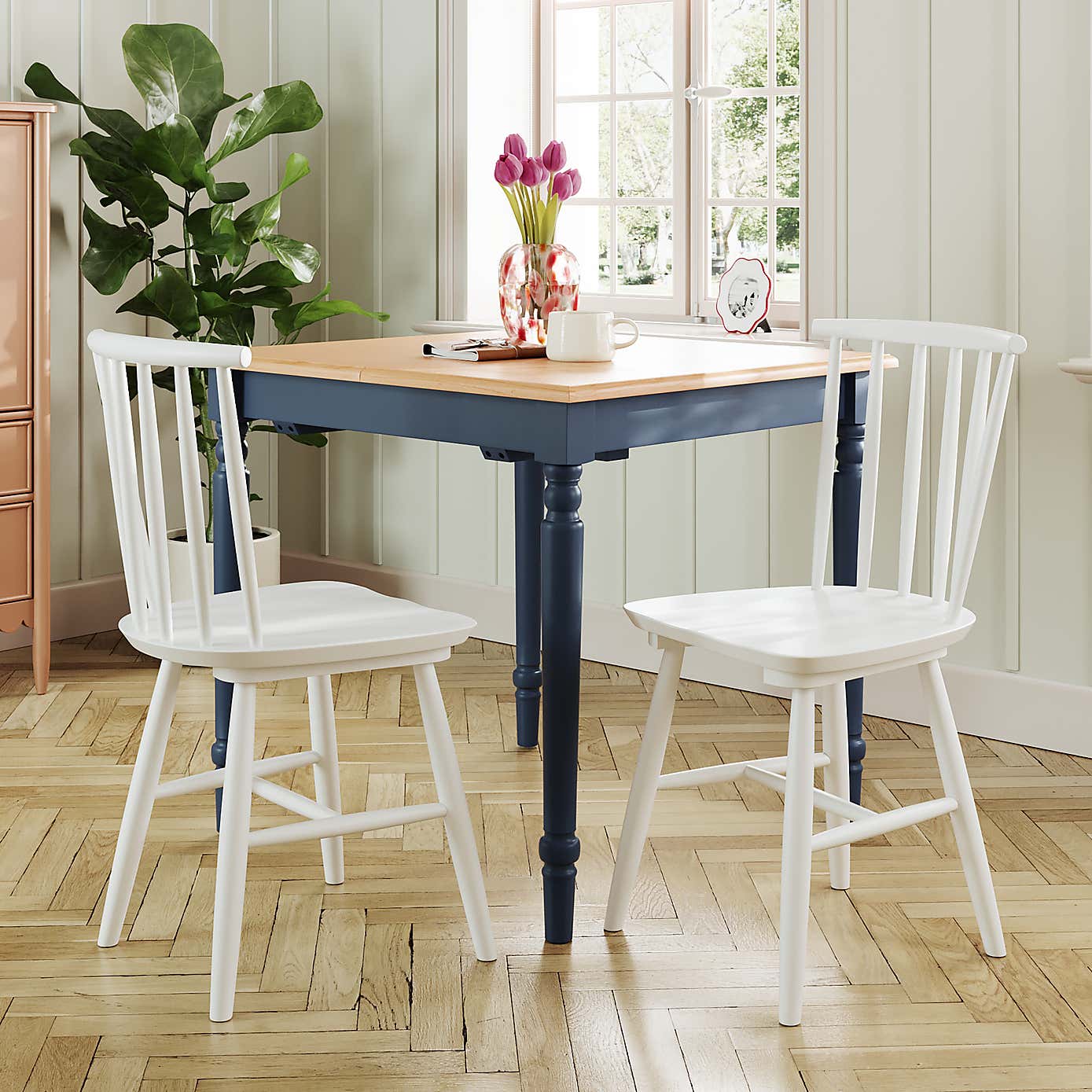 Harvey Set of 2 Dining Chairs, Beech Wood