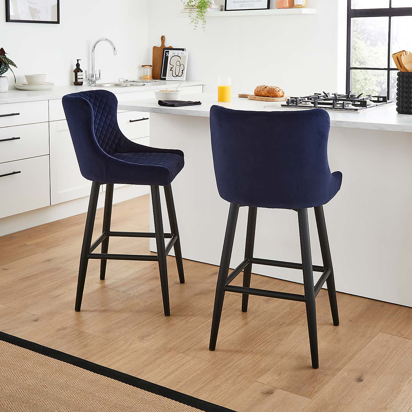 Montreal Bar Stool Charcoal Velvet