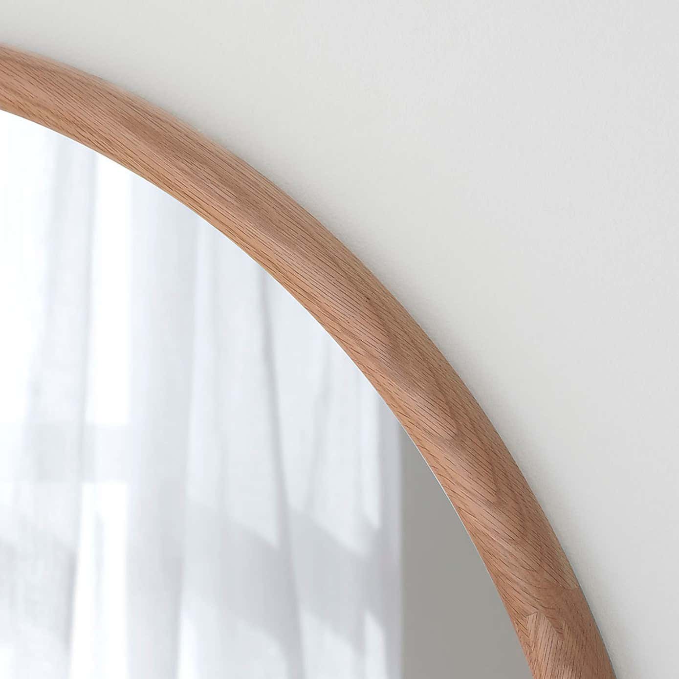 Yearn Curved Solid Oak Wall Mirror