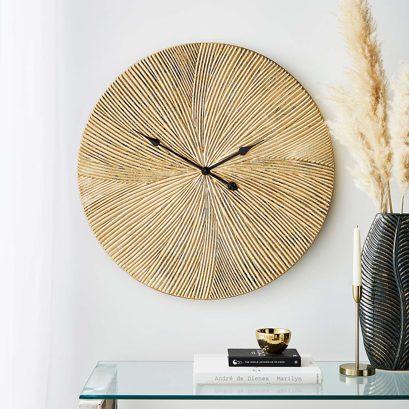 Ribbed Metal Clock 70cm