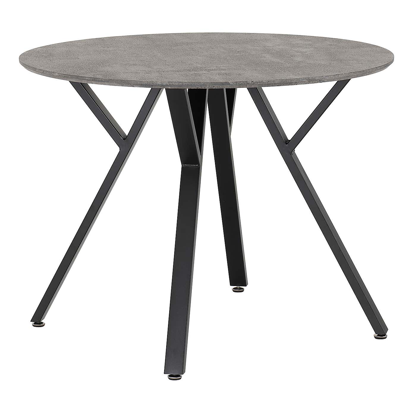 Athens Round Concrete Effect Dining Table with 4 Avery Blue Dining Chairs