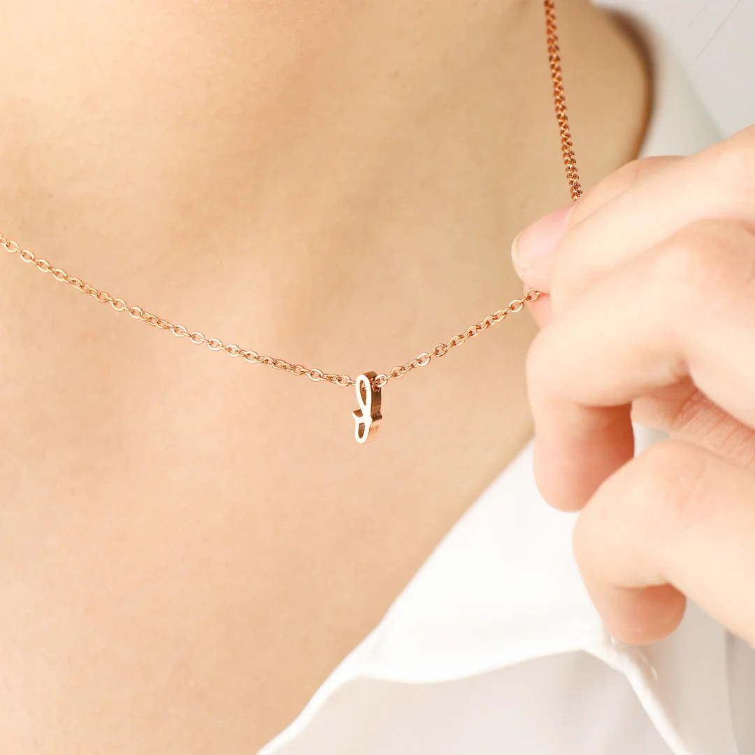 Tiny Script Initial Necklace