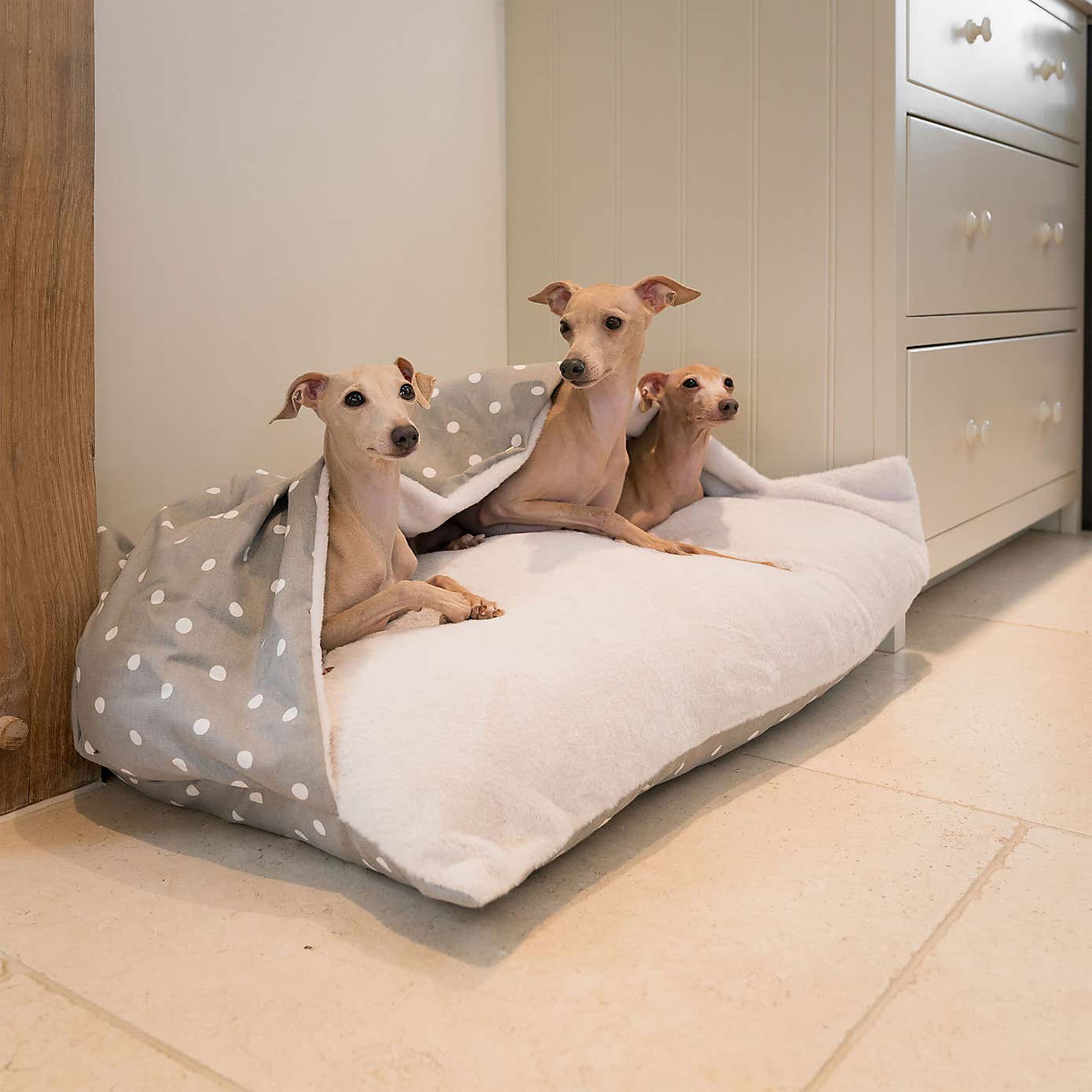 Lords and Labradors Spotty Sleepy Burrow Dog Bed