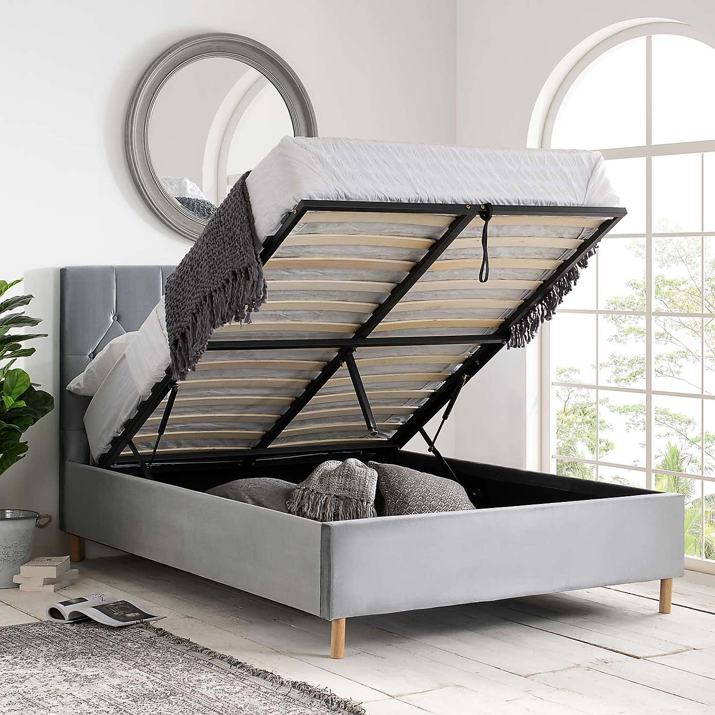 Loxley Velvet Ottoman Bed