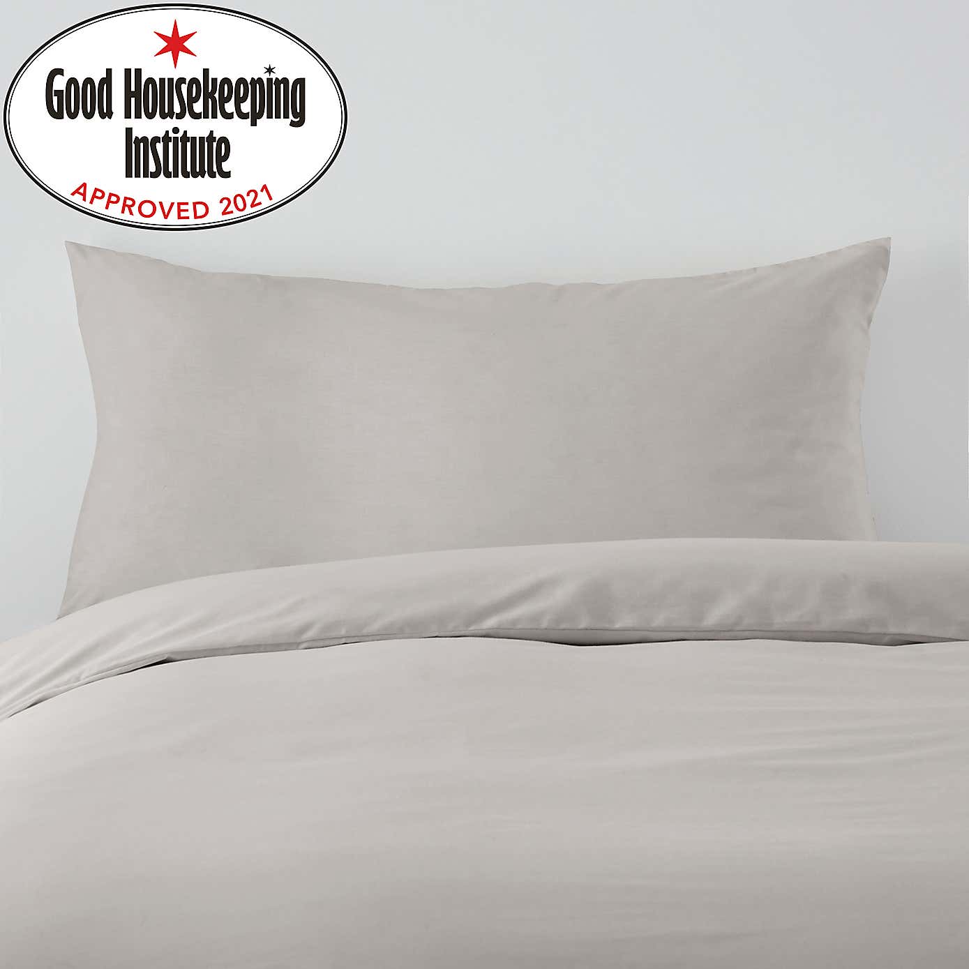 Non Iron Plain Dye Silver Bolster Pillowcase