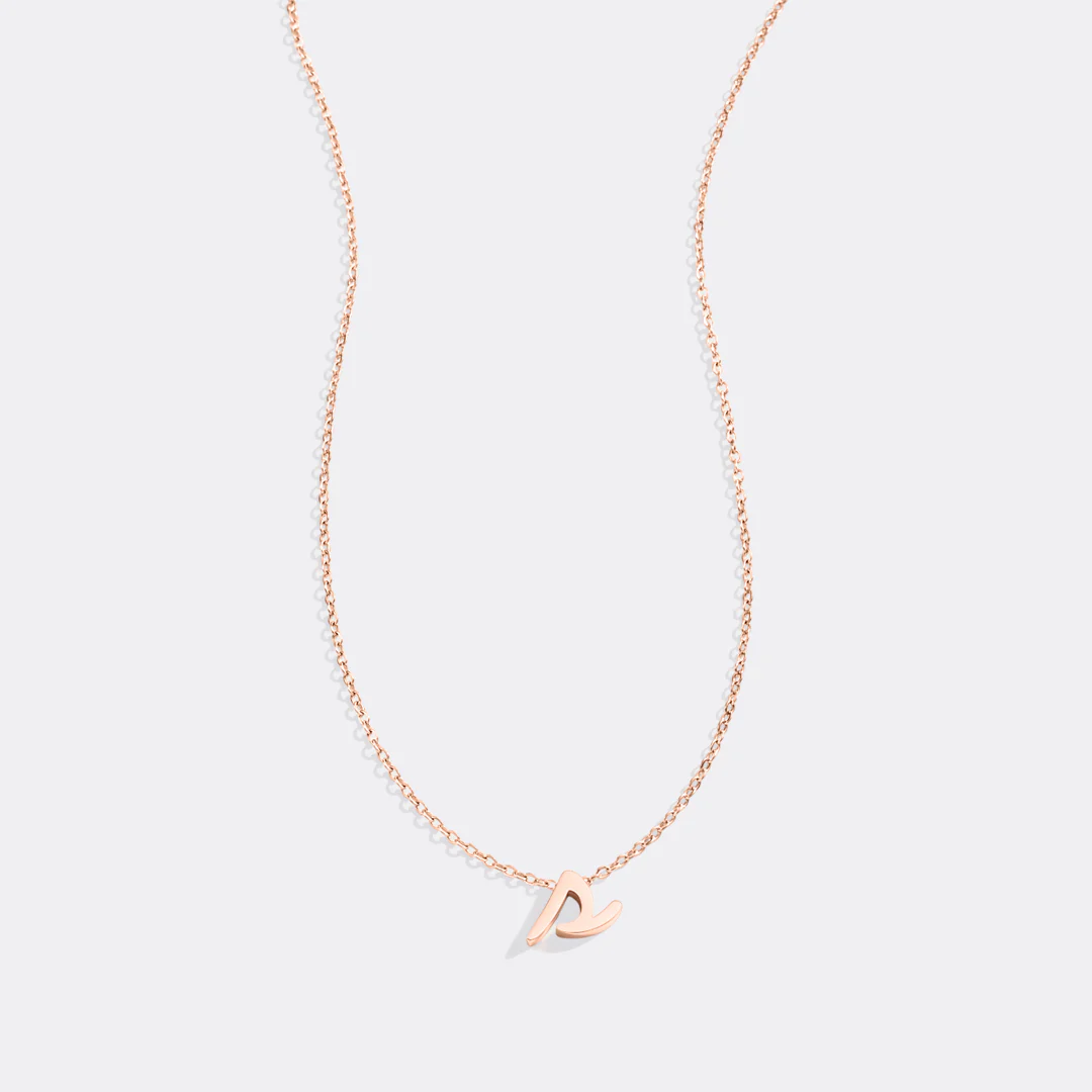 Tiny Script Initial Necklace