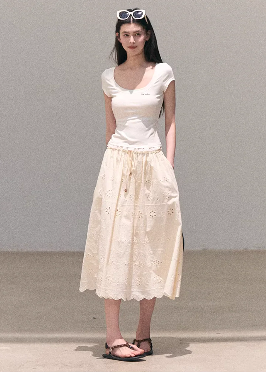 Spring Letter Lace Layer Tee