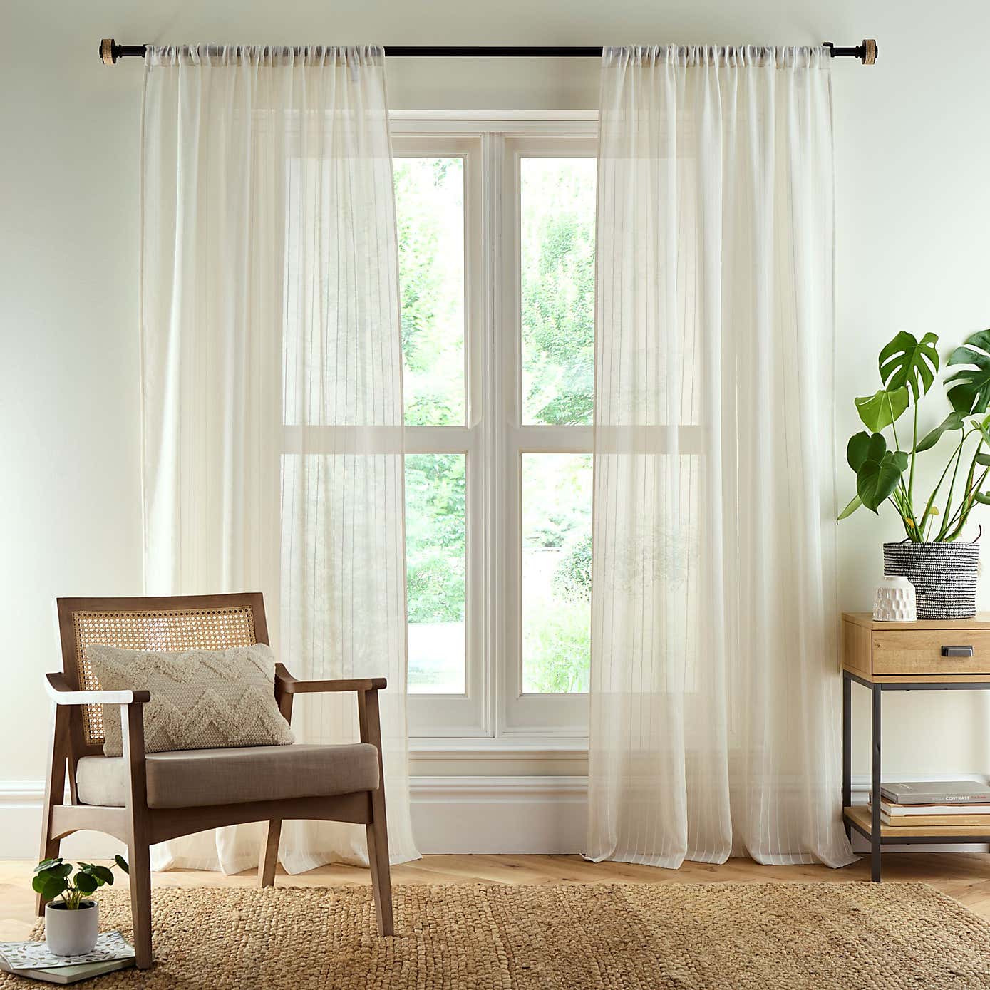 Lucia Stripe Natural Slot Top Voile