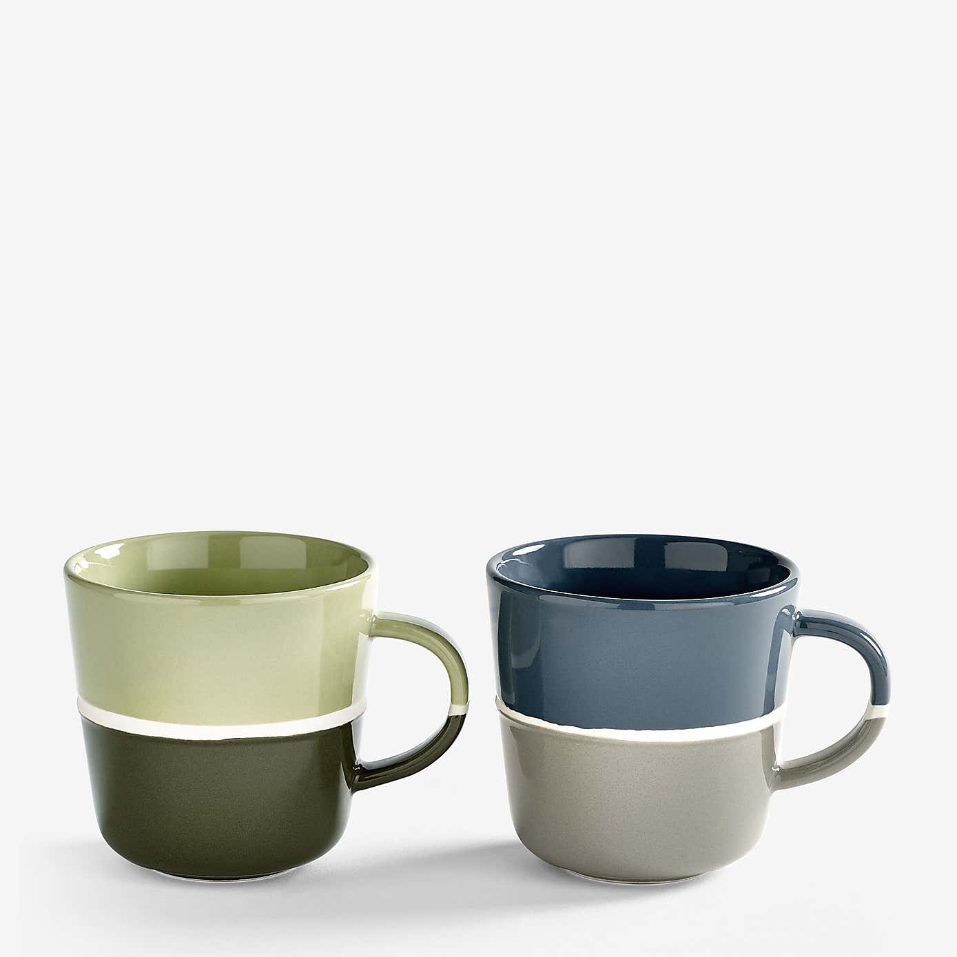 PurerHome Set of 2 Sea Mist & Grass Green Fine China Little Brew Mugs