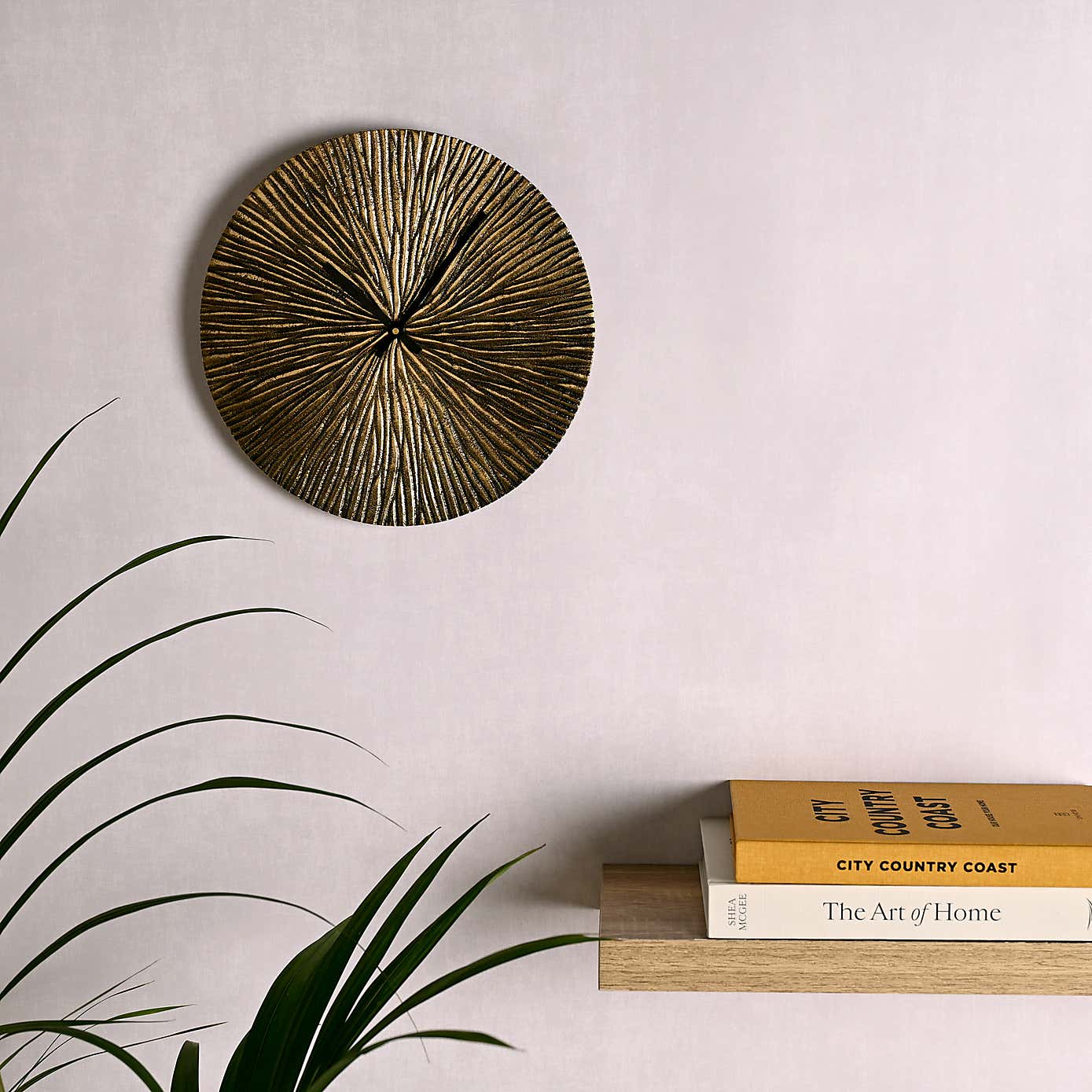 Interval Textured Brass Metal Wall Clock