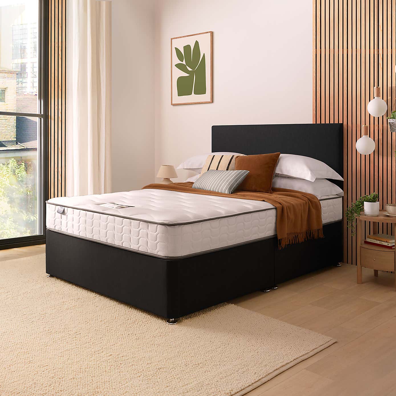 Silentnight 2 Drawer Divan Bed With Fabric Paris Headboard