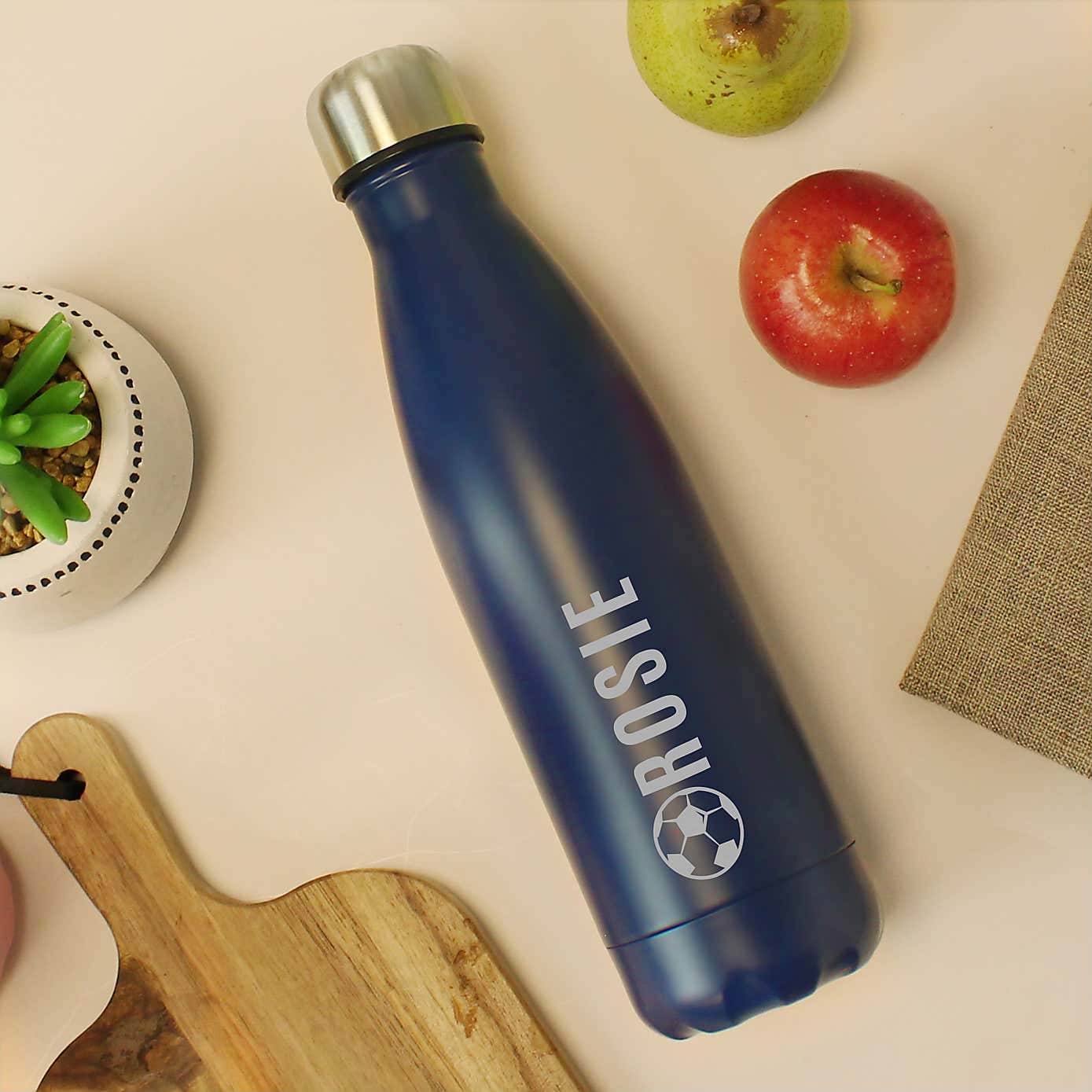 Personalised Football Metal Insulated Drinks Bottle
