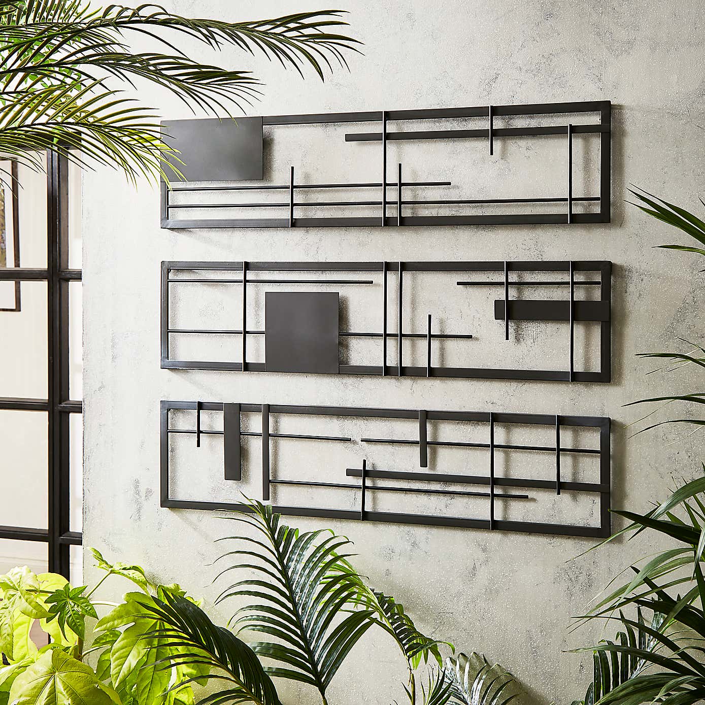 Elements Set of 3 Indoor and Outdoor Metal Wall Art Panels