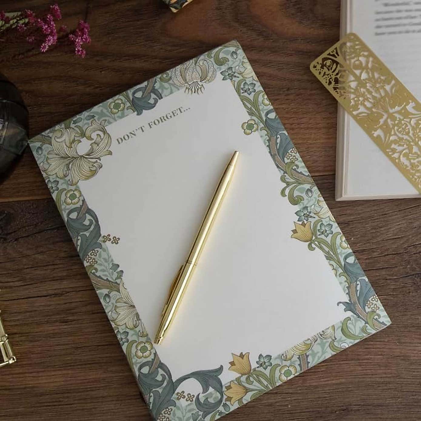 William Morris Golden Lily Bookmark and List Pad Bundle