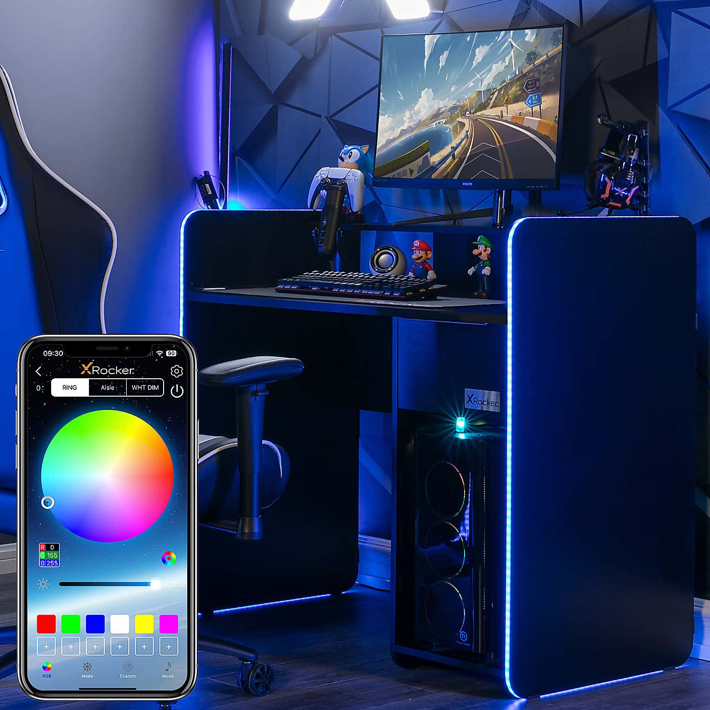 Electra Desk with Wirelesss Charging and LED Lights