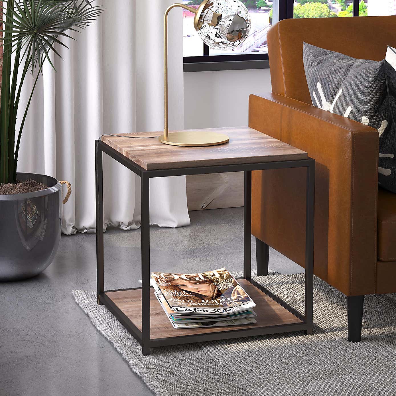 Quincy End Table, Weathered Oak