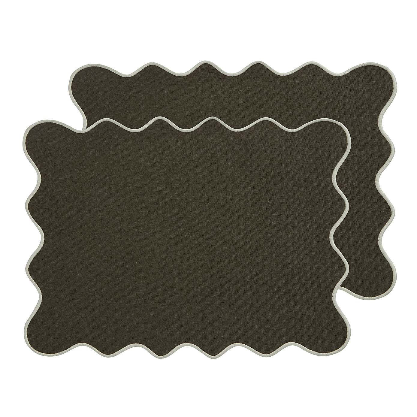 Set of 2 Pink Scalloped Edge Placemats