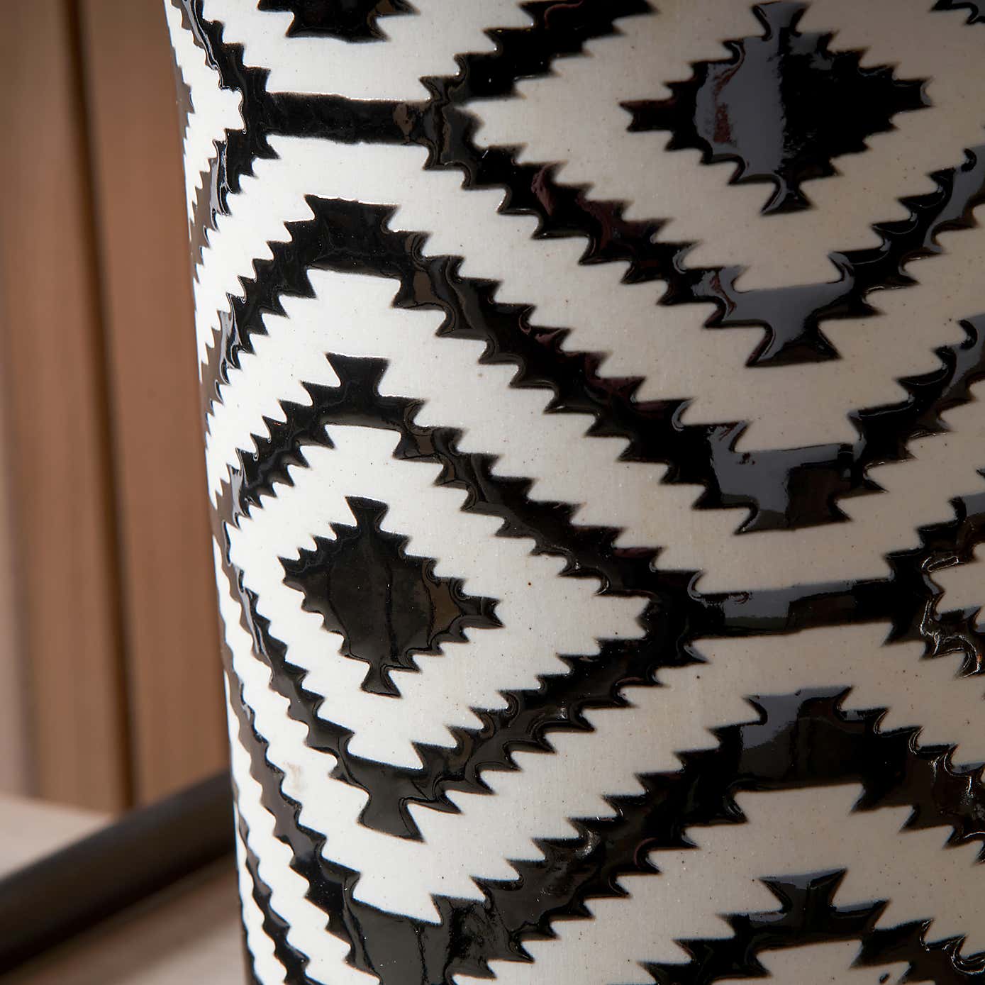 Chirala Tall Ikat Ceramic Table Lamp with 40cm Velvet Cylinder Shade