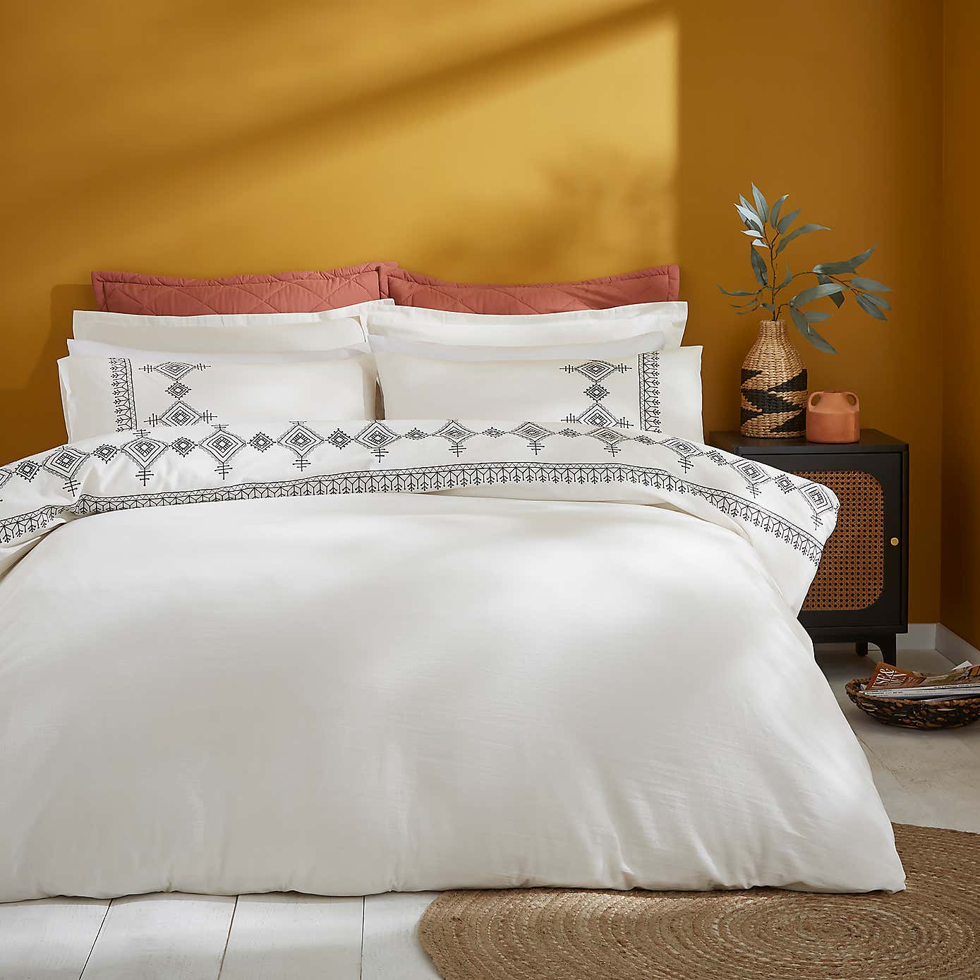 Embroidered Inca Black Oxford Pillowcase