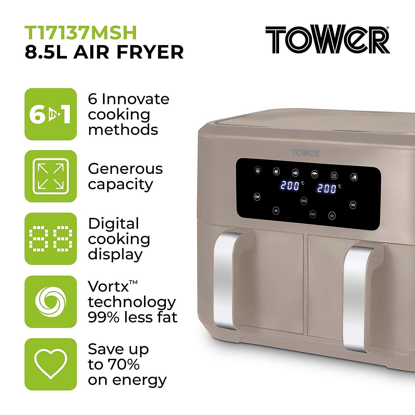 Tower Vortx 8.5L Dual Basket Air Fryer