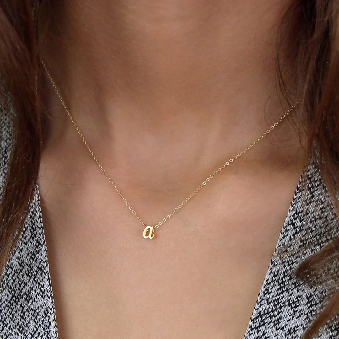 Tiny Script Initial Necklace