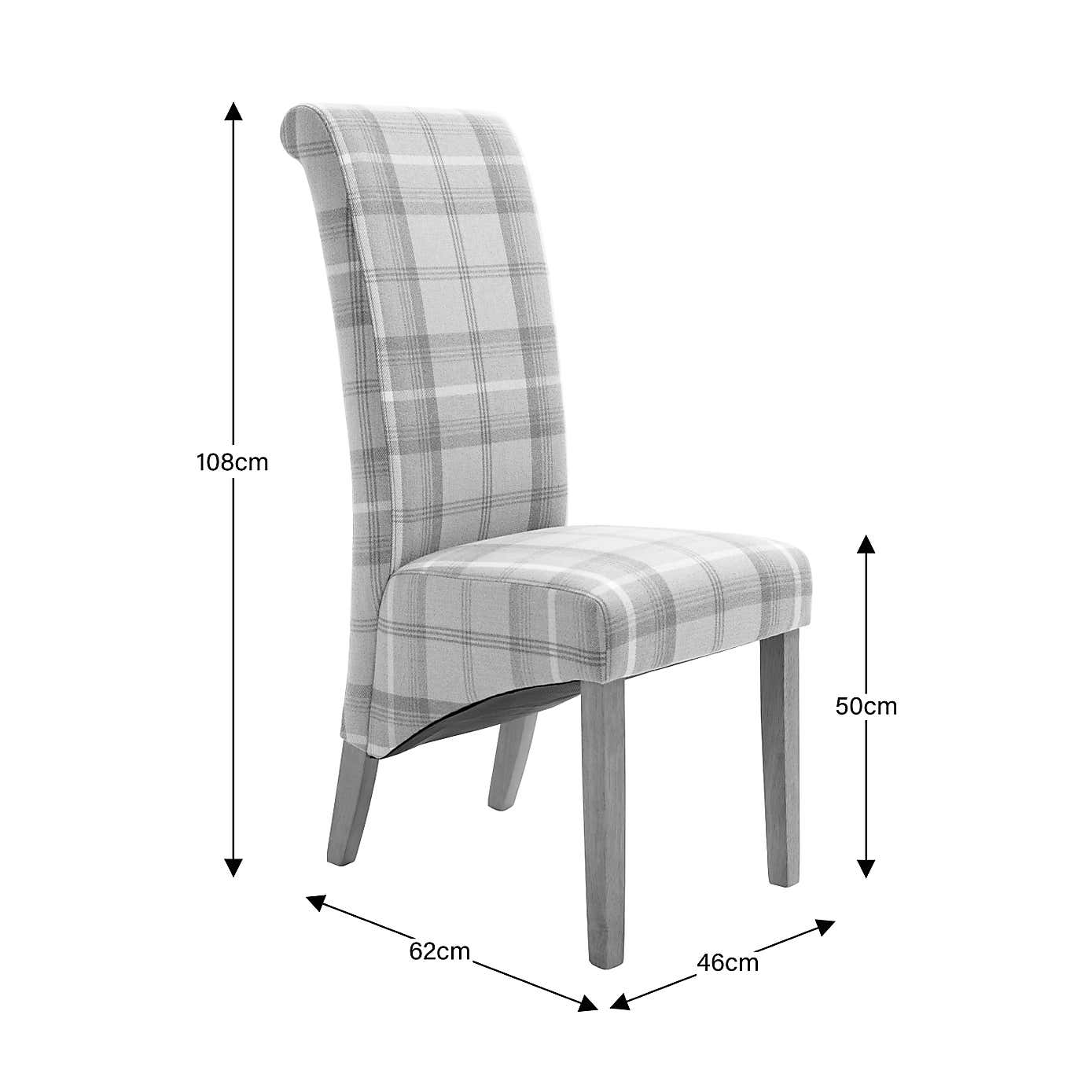 Set of 2 Chester Dining Chairs, Woven Check Fabric