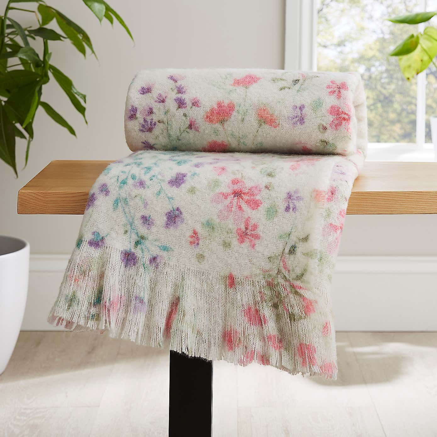 Watercoloured Floral Throw 130cm x 180cm