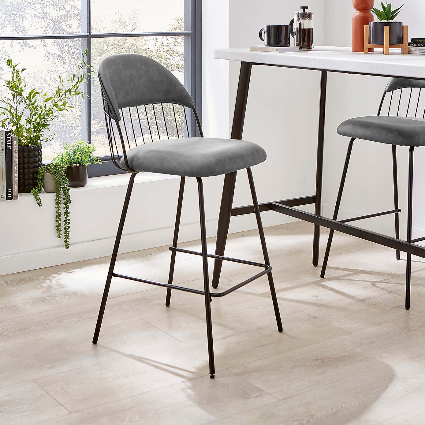 Marcela Faux Leather Bar Stool, Tan