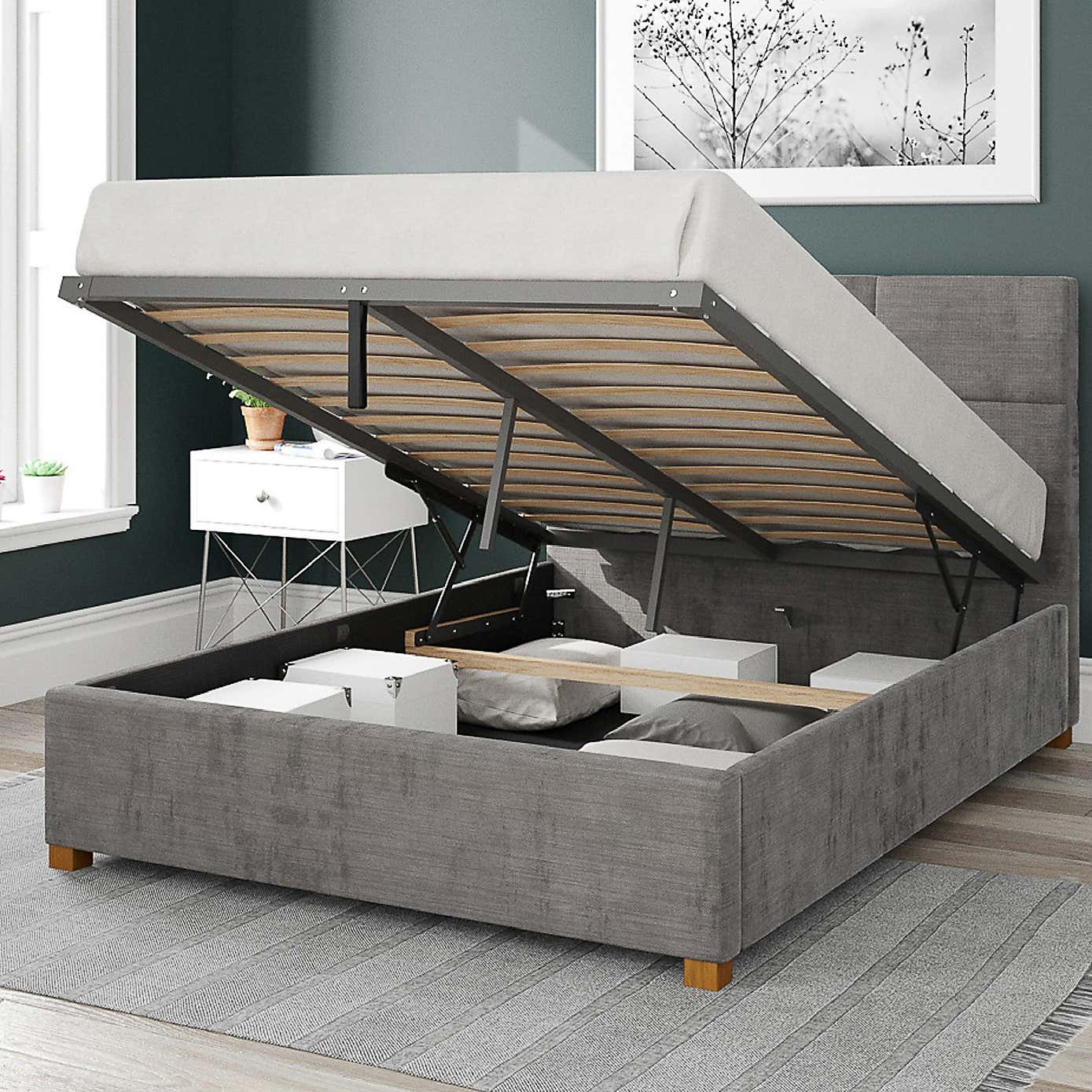 Caine Firenze Velour Ottoman Bed Frame
