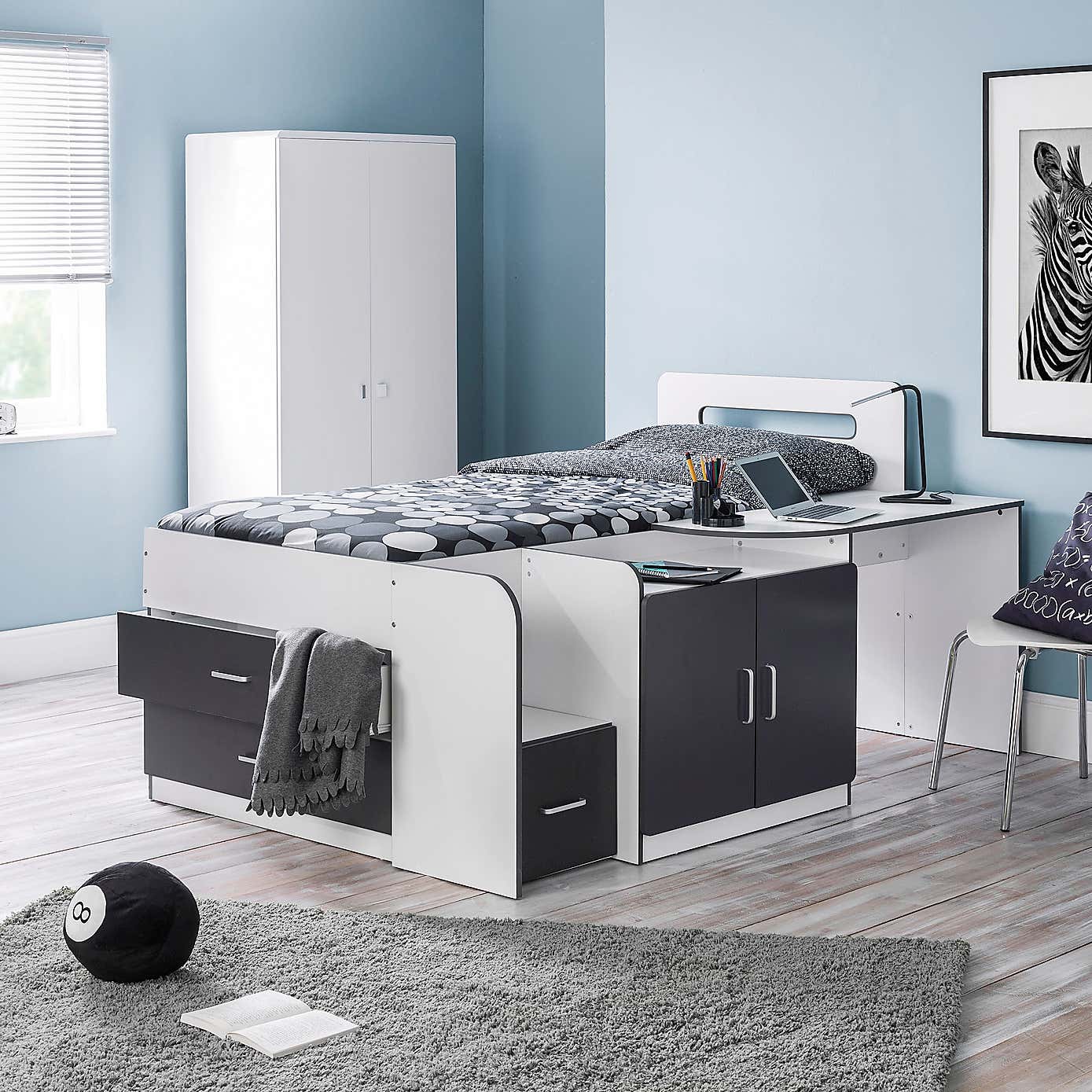 Cookie White and Grey Cabin Bed