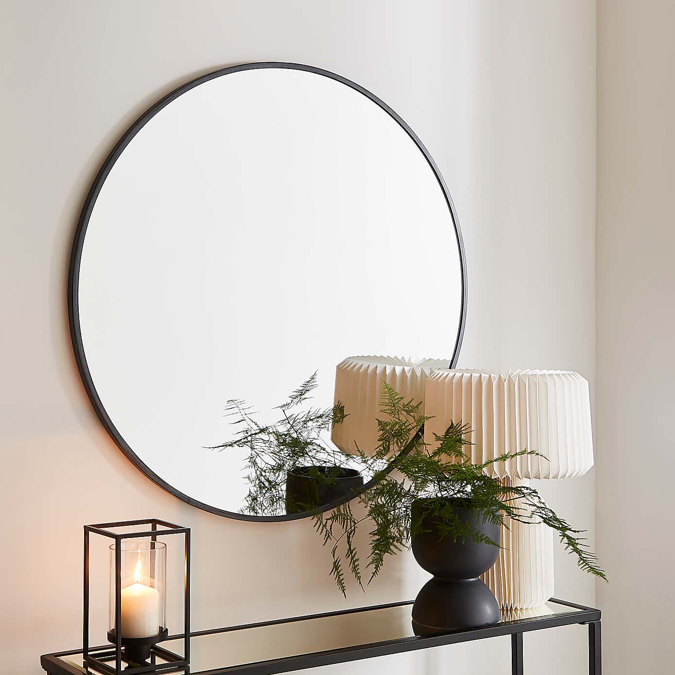 Brushed Metal Effect 50cm Round Wall Mirror