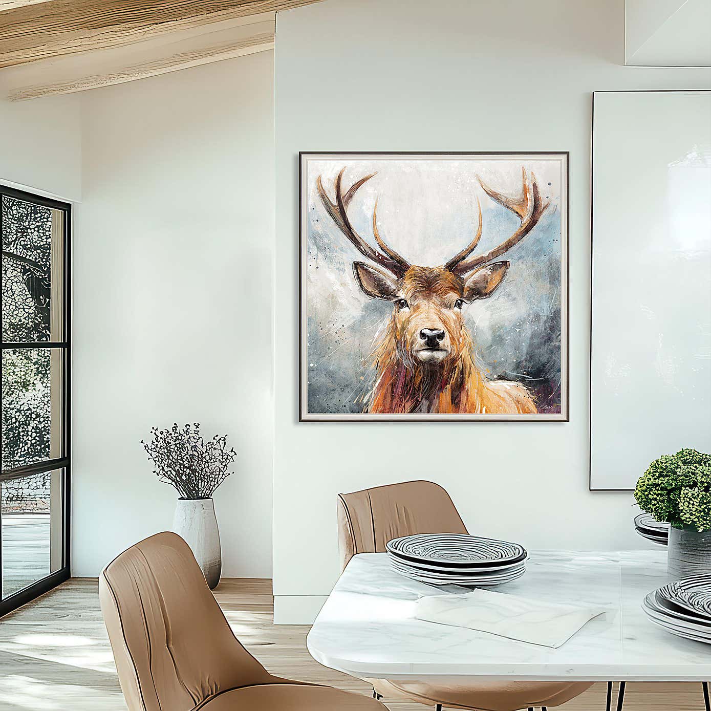 Cedar & Sage Looking On Framed Canvas