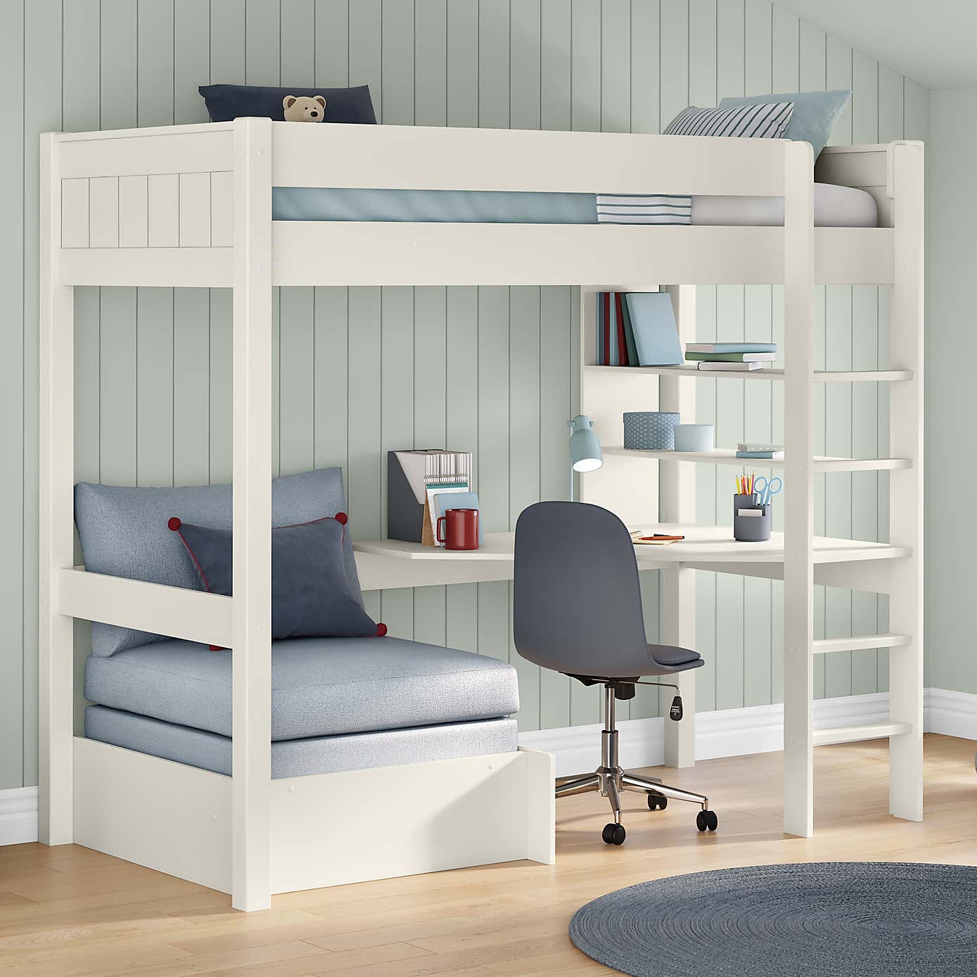Stompa Classic Highsleeper with Desk And Chair Bed