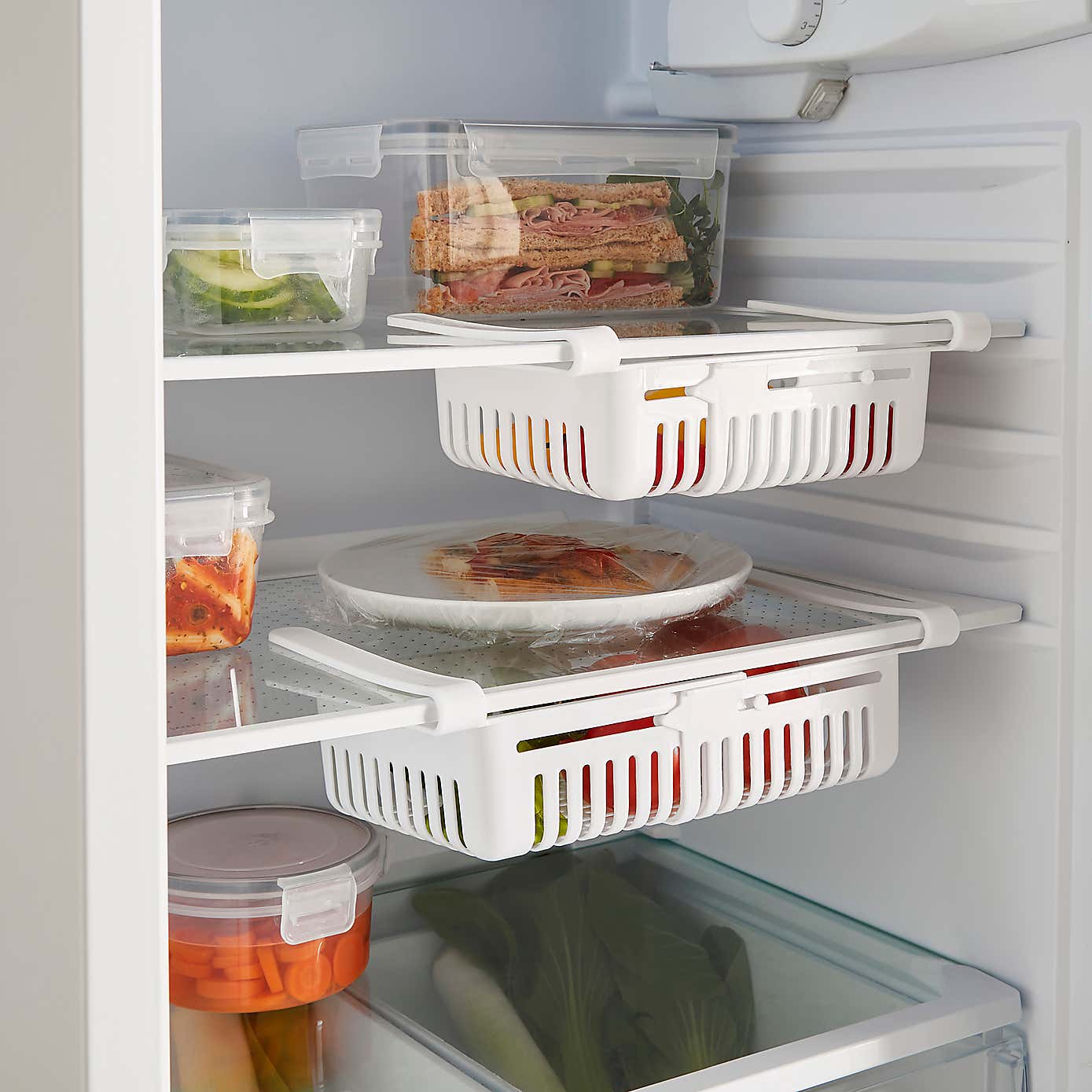 Set of 2 Expandable Fridge Storage Baskets