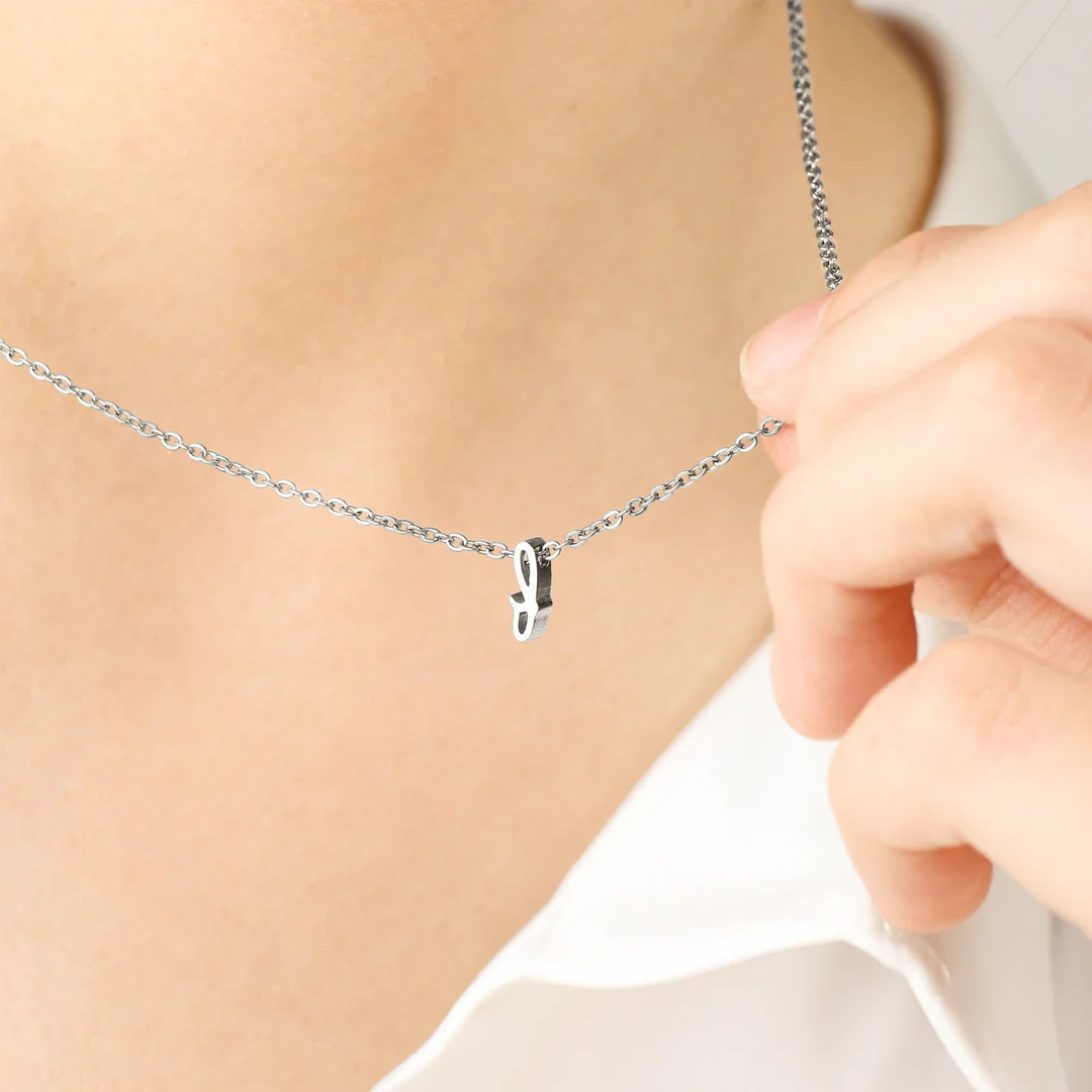 Tiny Script Initial Necklace