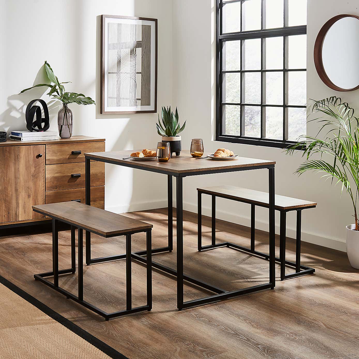 Charlie 4 Seater Rectangular Dining Bench Set