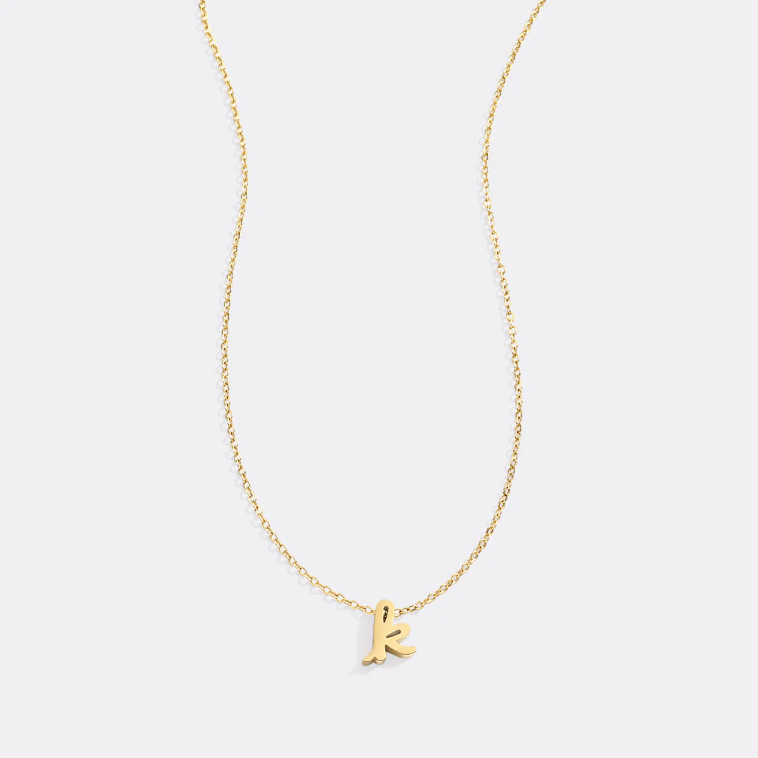 Tiny Script Initial Necklace