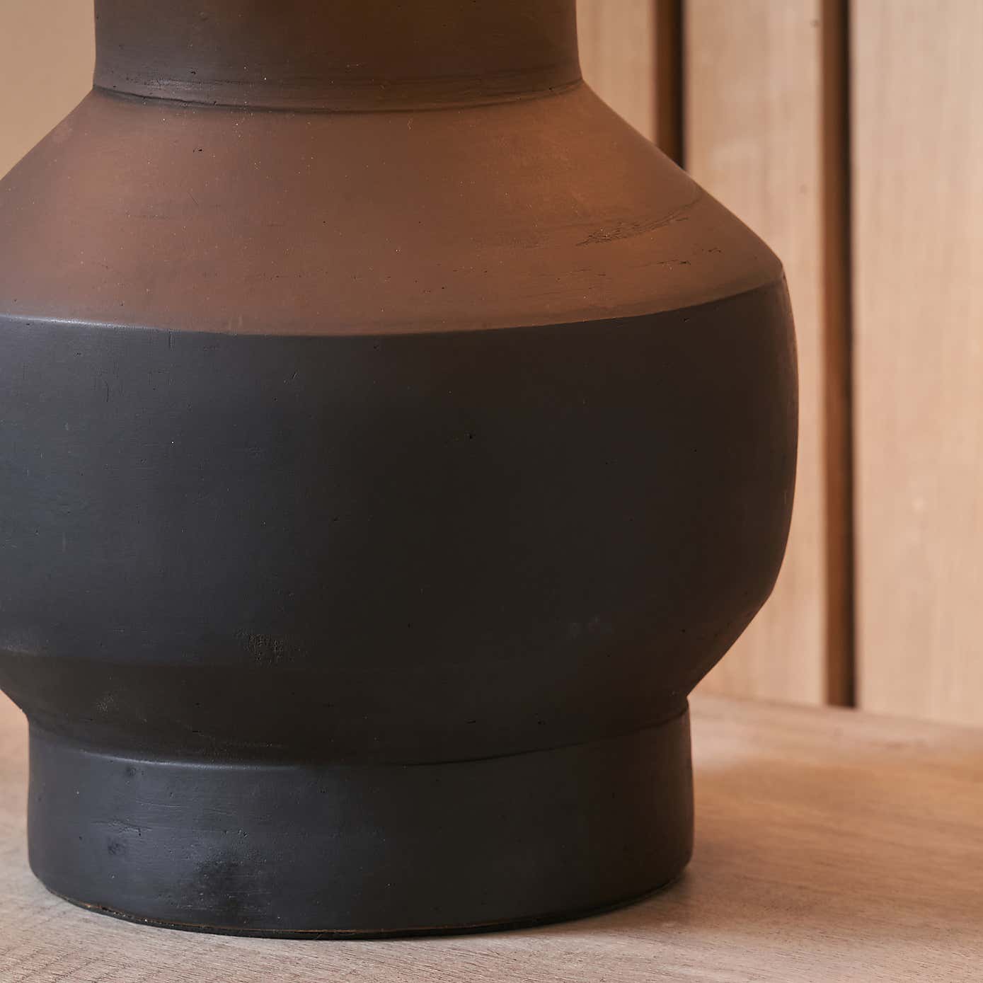 Inna Urn Terracotta Table Lamp with 35cm Linen Drum Shade