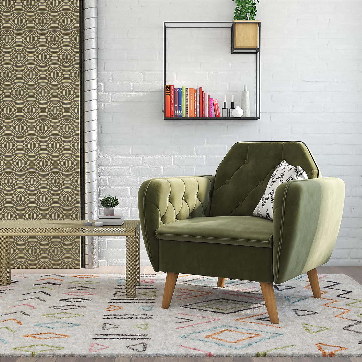 Teresa Velvet Button Detail Occasional Armchair