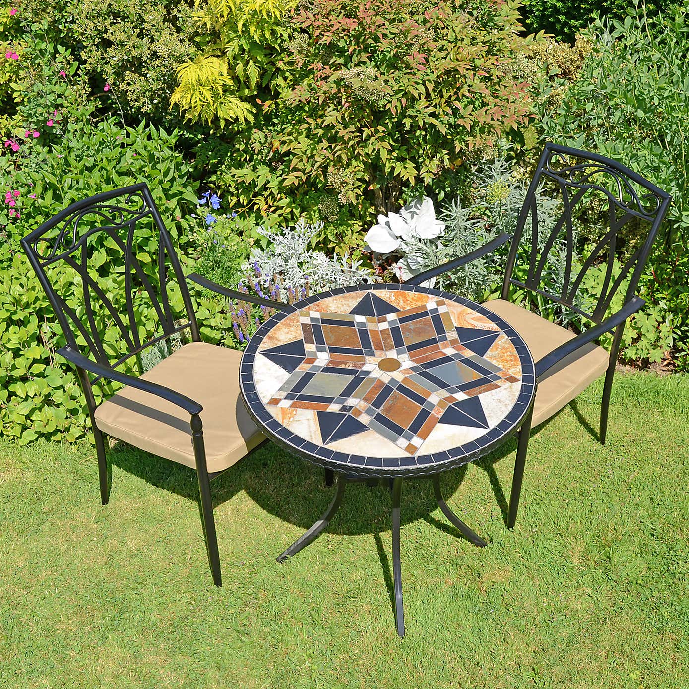 Dallas 76cm Bistro Table Set with 2 Austin Chairs