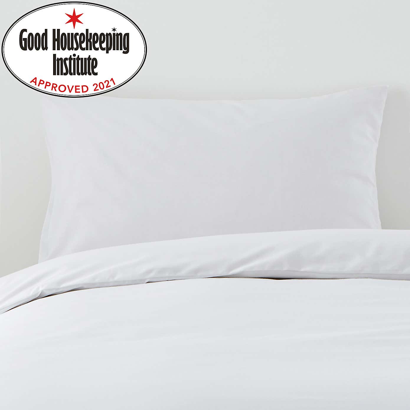 Non Iron Plain Dye White Housewife Pillowcase Pair