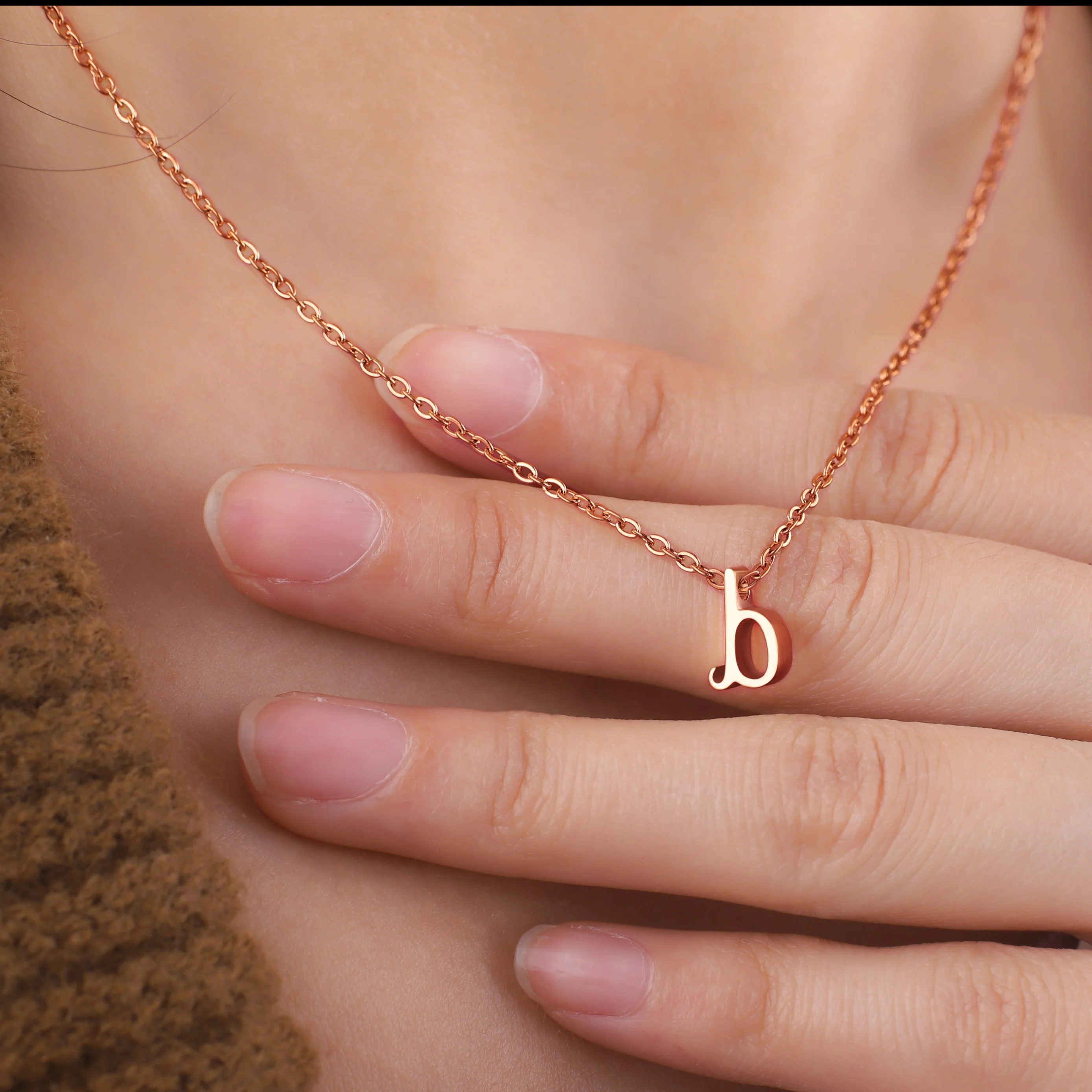 Tiny Script Initial Necklace