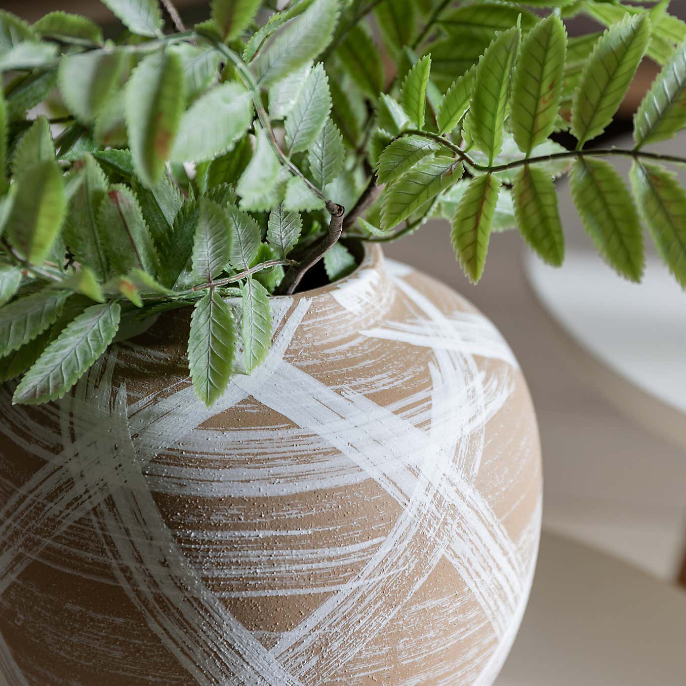 Hurne Reactive Striped Brown Stoneware Vase