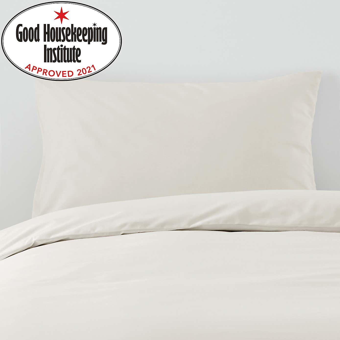 Non Iron Plain Dye Ivory Housewife Pillowcase Pair