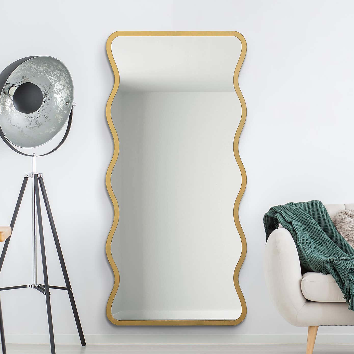 The Fluctus Rectangular Wavy Framed Outdoor Garden Wall Mirror