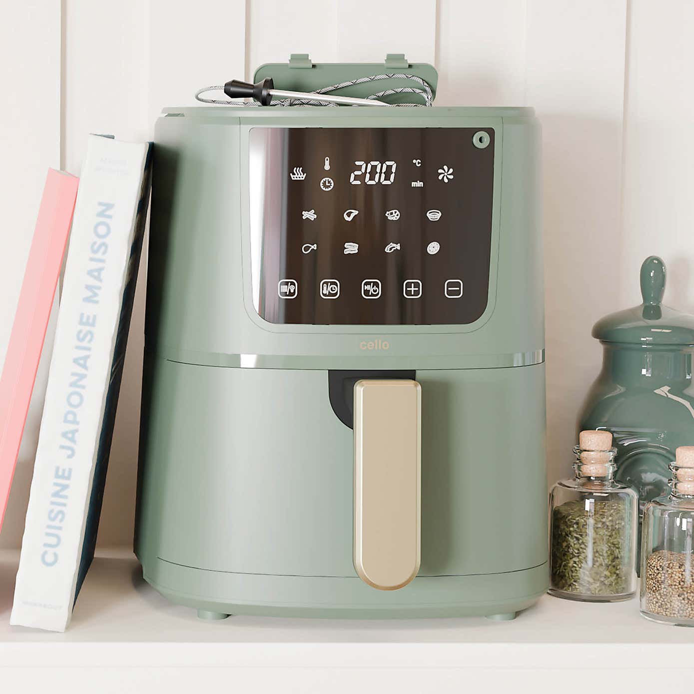 Cello Single Basket Air Fryer with Food Thermometer