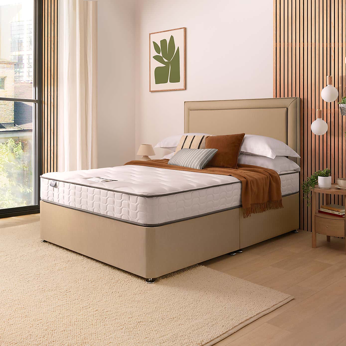 Silentnight 2 Drawer Divan Bed With Fabric Malvern Headboard