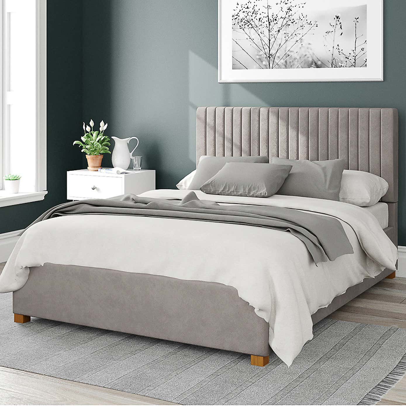 Grant Plush Velvet Ottoman Bed
