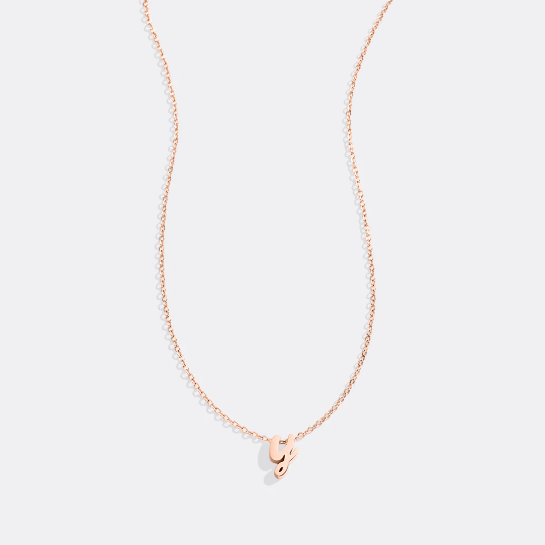 Tiny Script Initial Necklace