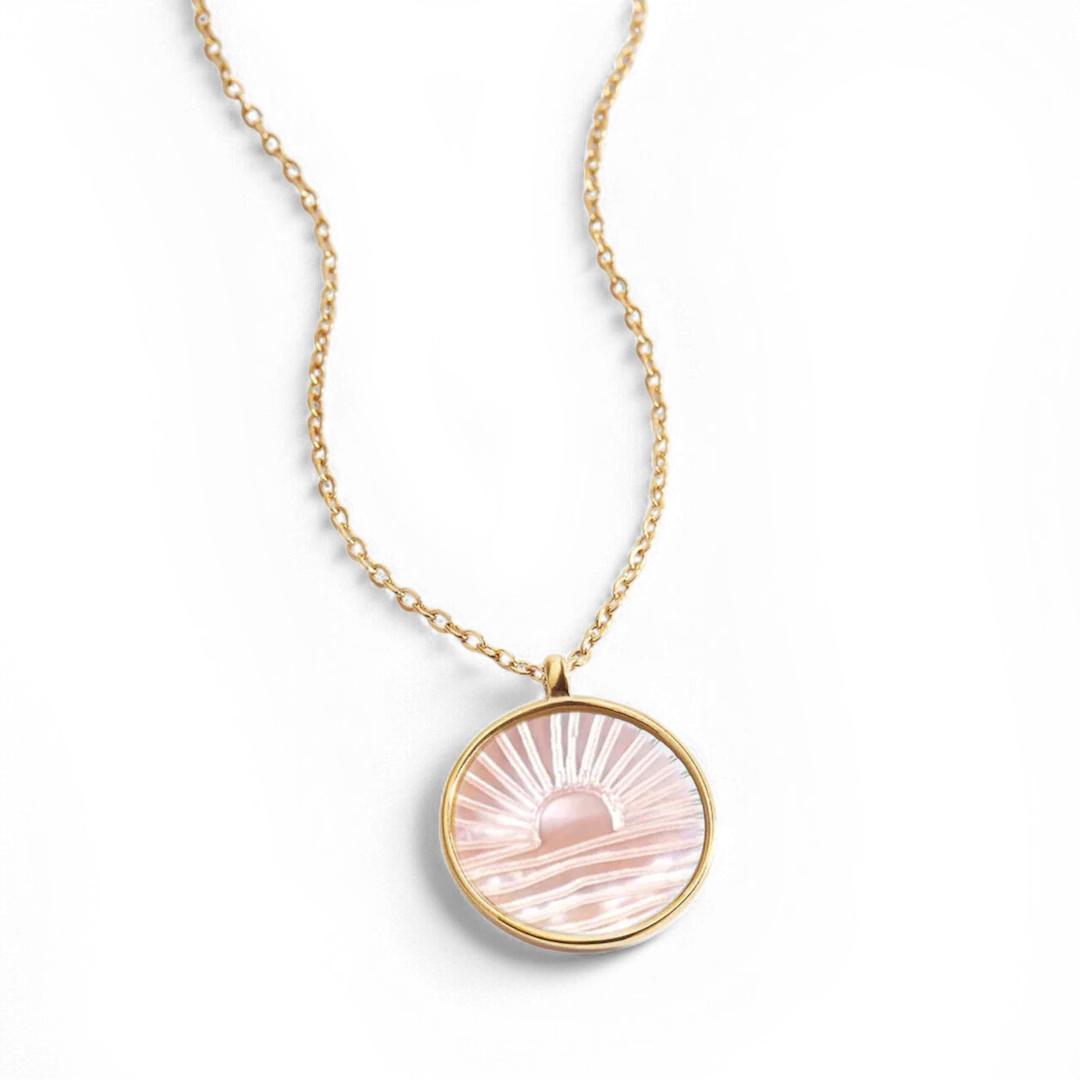 Mother of Pearl Sunrise Pendant Necklace